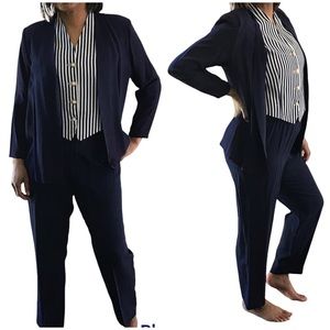 Vintage Navy Blue and White Striped 2 piece Set